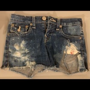 True Religion Denim stone washed jean shorts